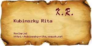 Kubinszky Rita névjegykártya